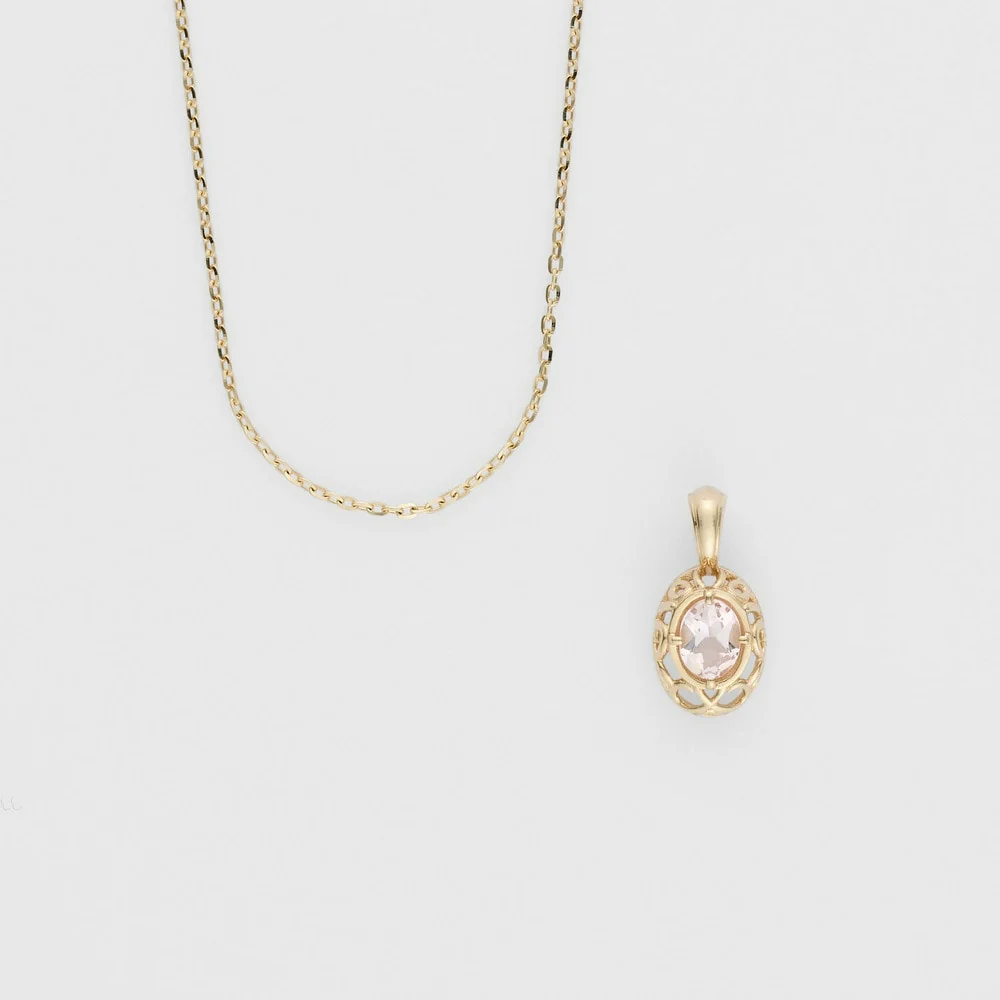 <April Birthstone> K10 Morganite Necklace - Image 3
