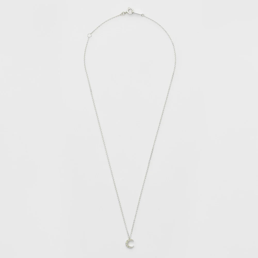 Silver Diamond Crescent Motif Necklace (0.05ct) - Image 2