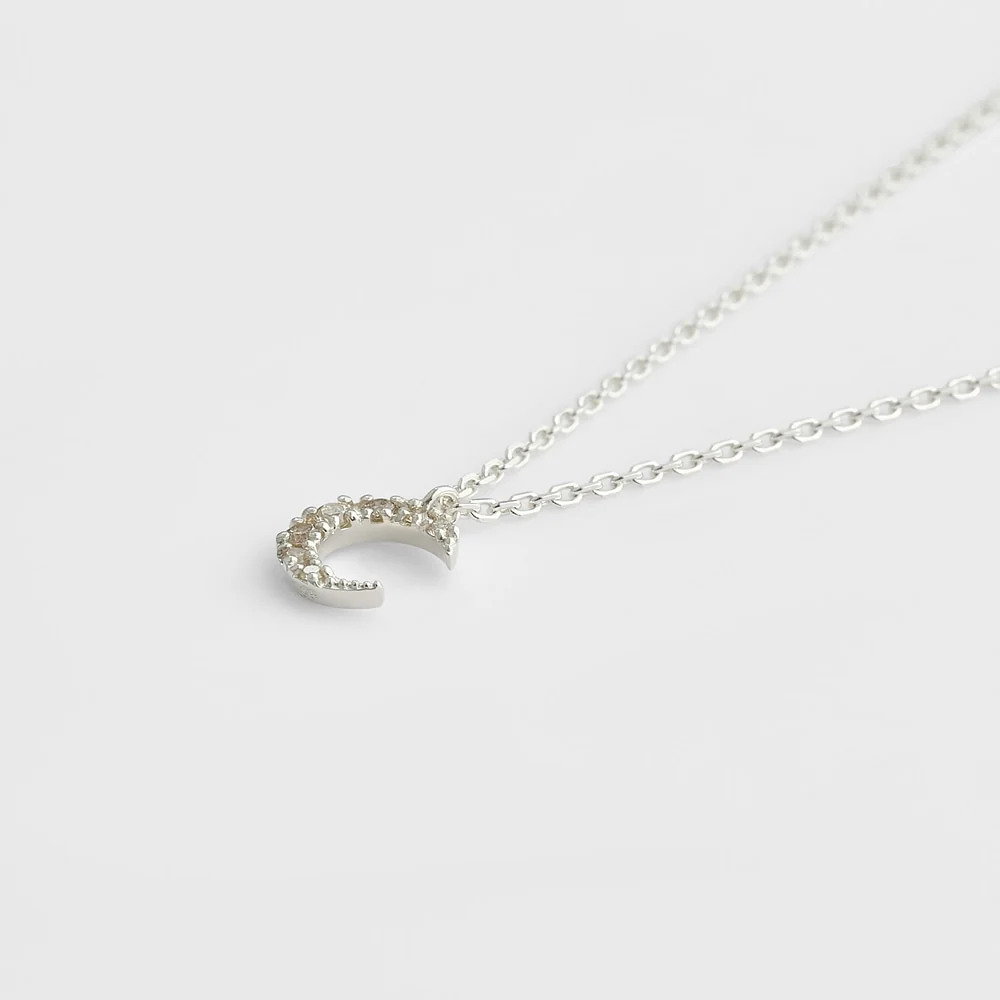 Silver Diamond Crescent Motif Necklace (0.05ct) - Image 3