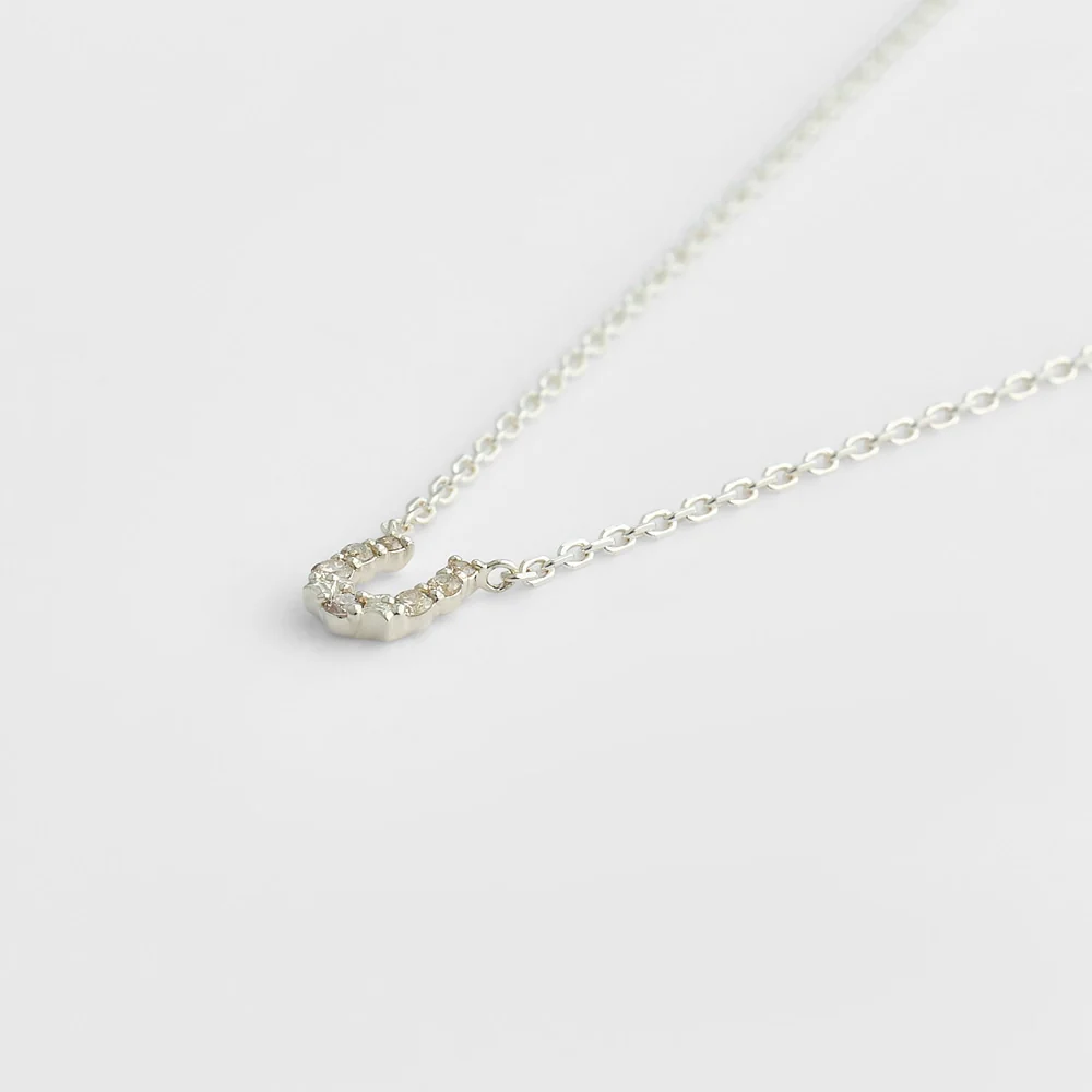 Silver Diamond Horseshoe Motif Necklace (0.05ct) - Image 3