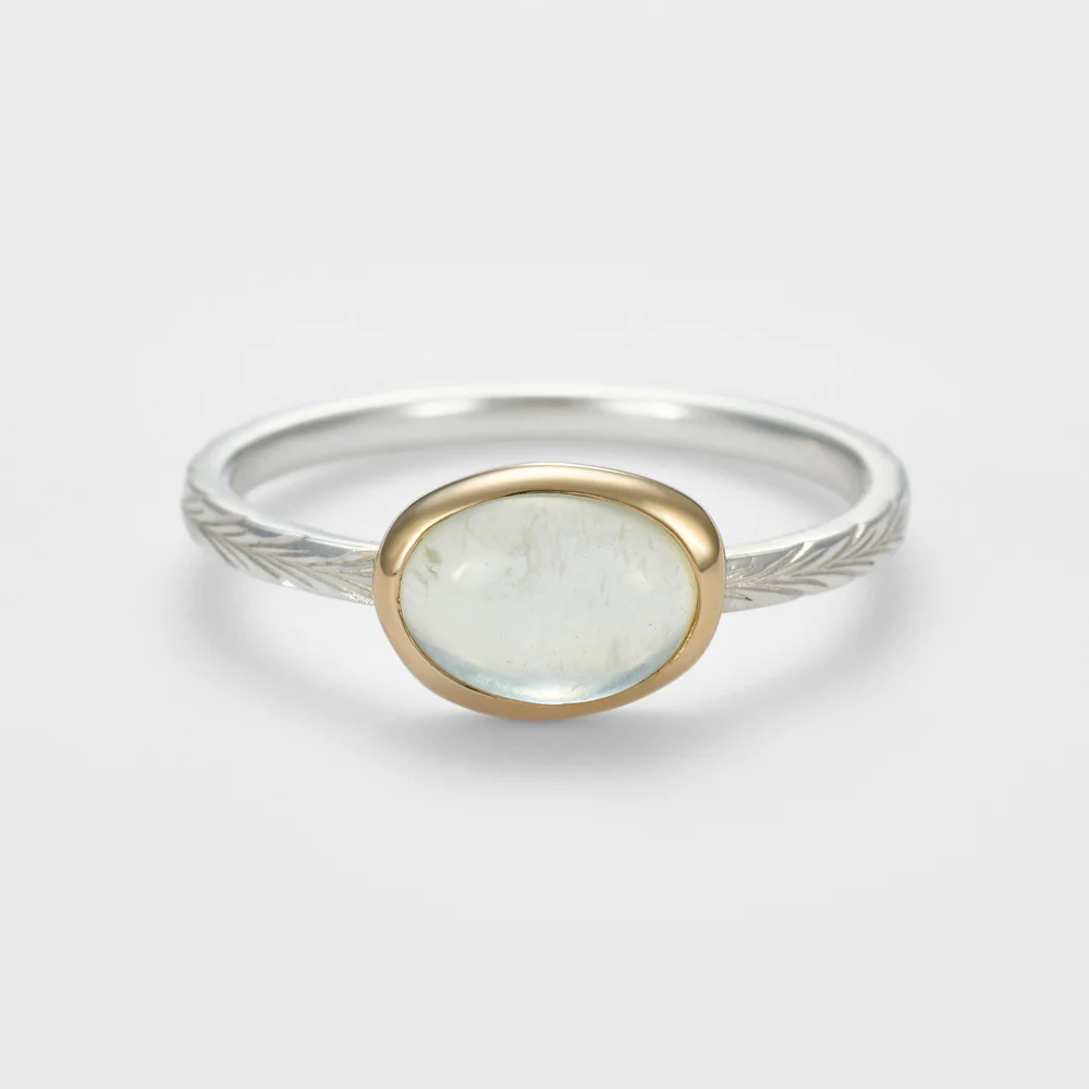 Silver Prehnite Ring