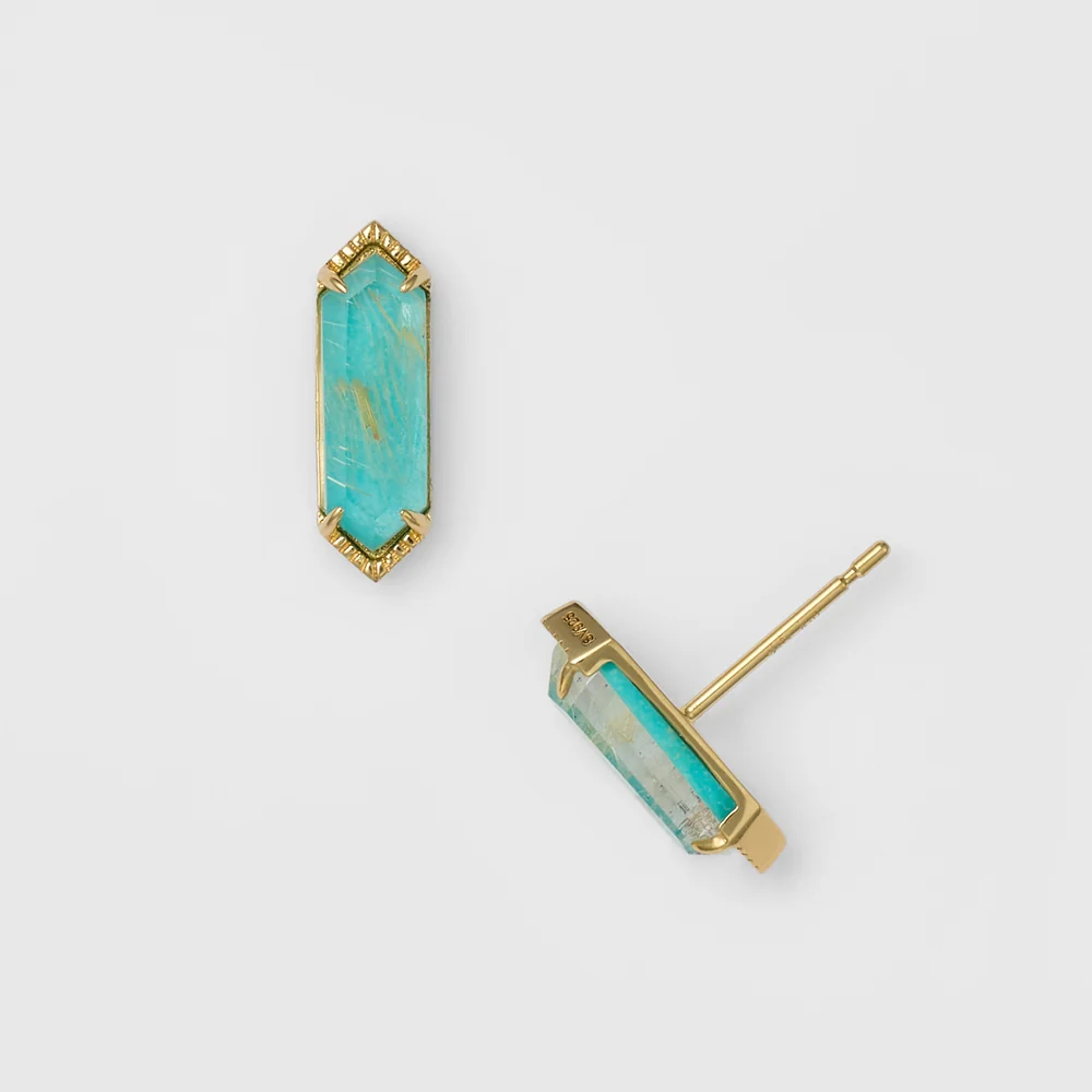 Gold Turquoise/Quartz Earrings - Image 2