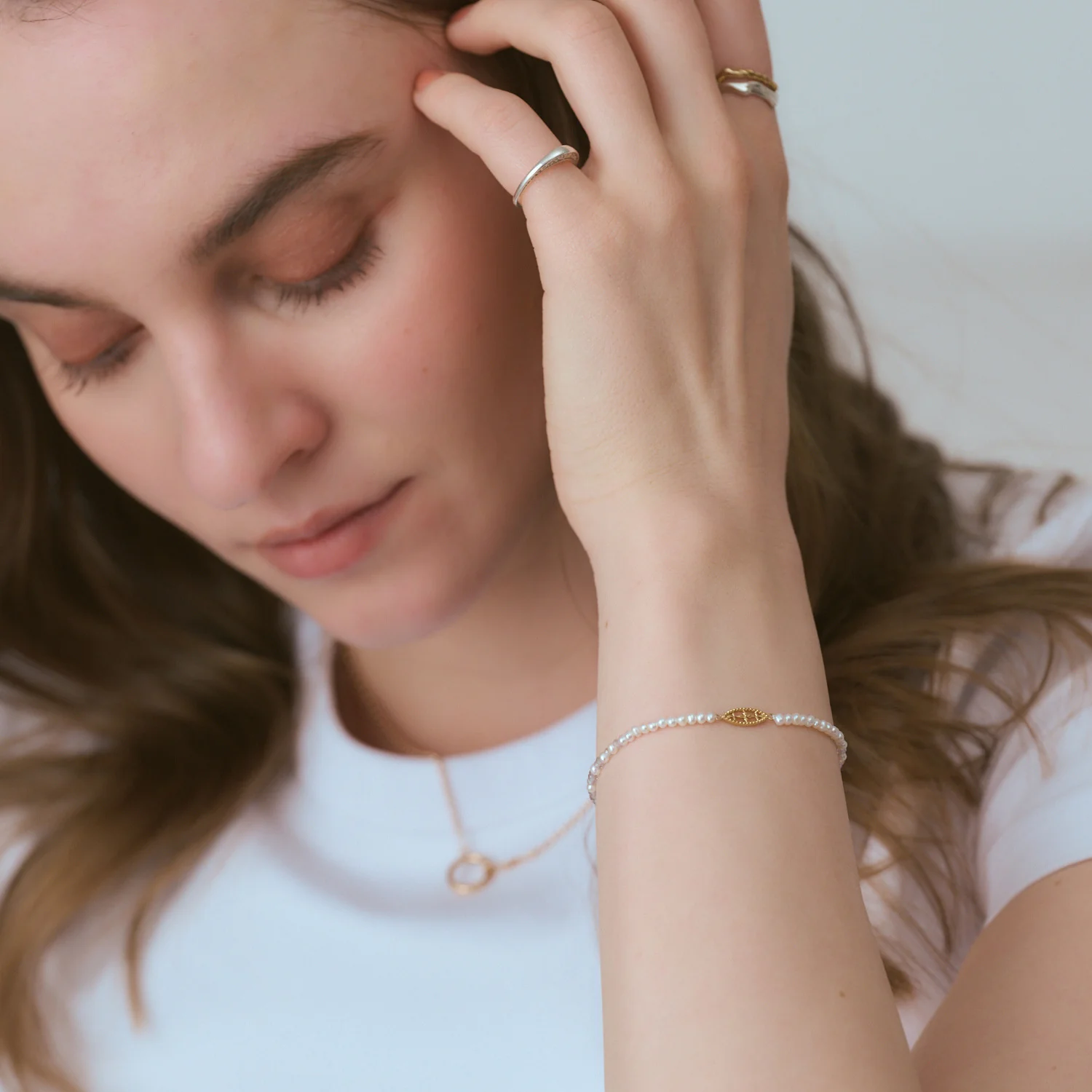 Gold Freshwater Pearl/Spinel Bracelet - Image 3