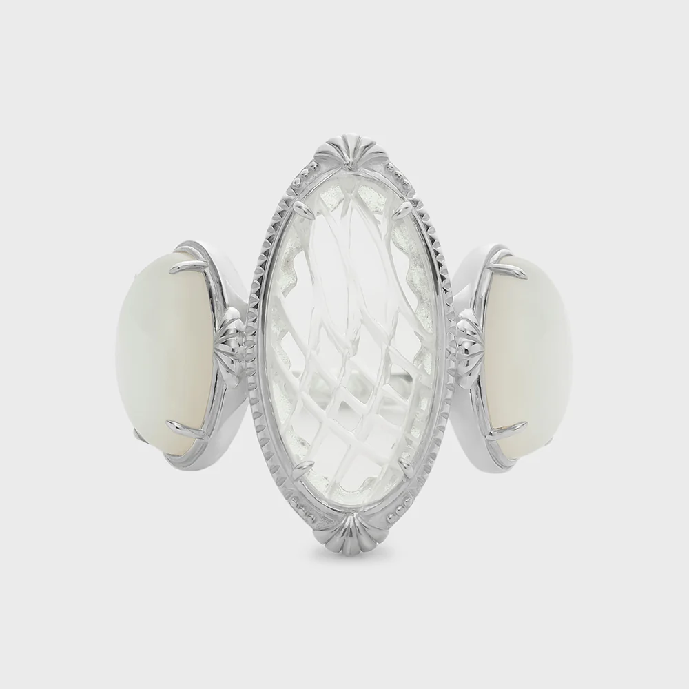 Silver Quartz/Shell Ring