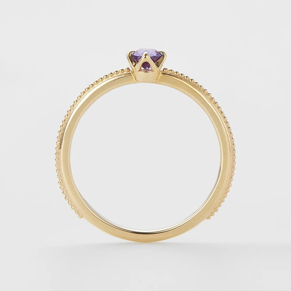 <February Birthstone> K10 Amethyst Pinky Ring (Mother) - Image 4